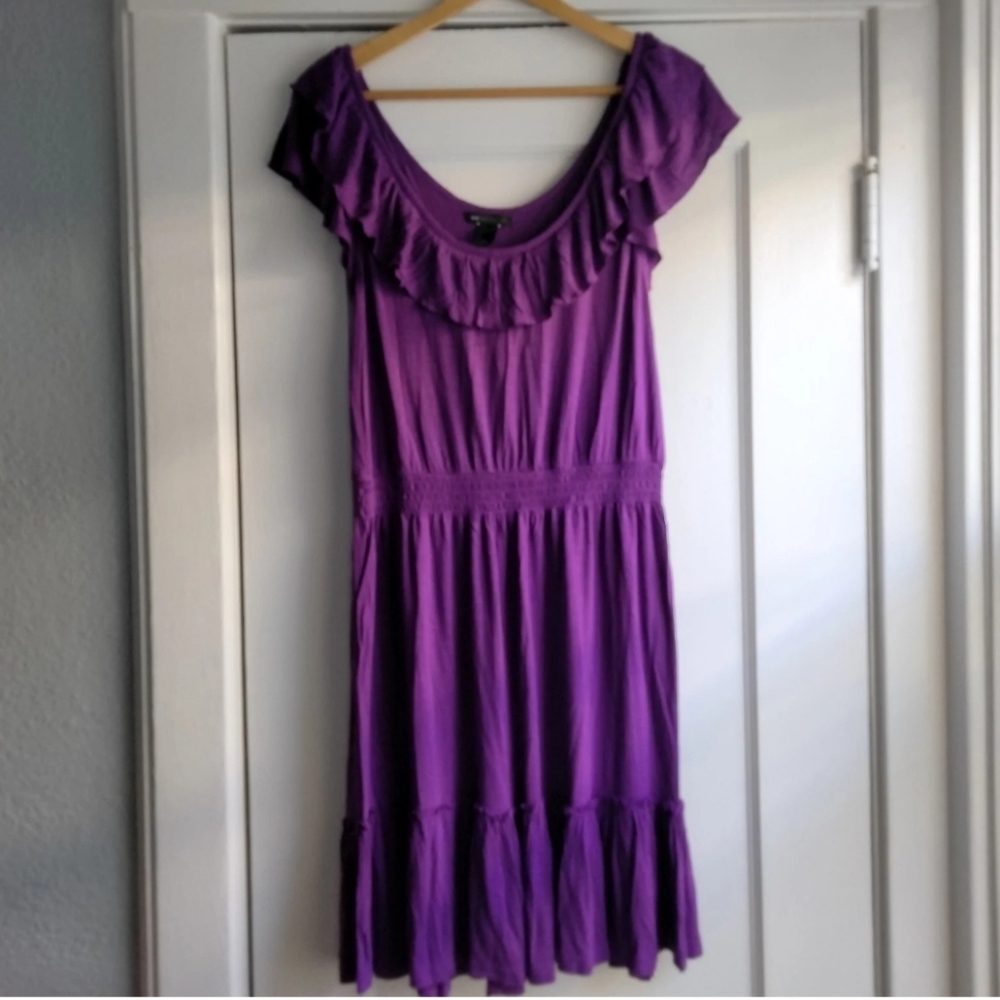 Mango MNG Casual Sportswear Purple Sleeveless Ruffle Hem Dress Womens Size Small